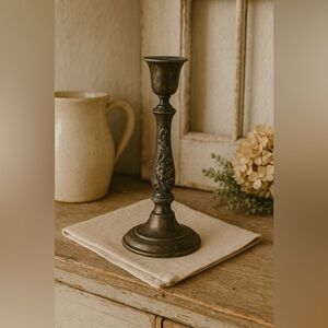 Vintage Salisbury Silverplate Candlestick – Ornate Floral Design – 8”